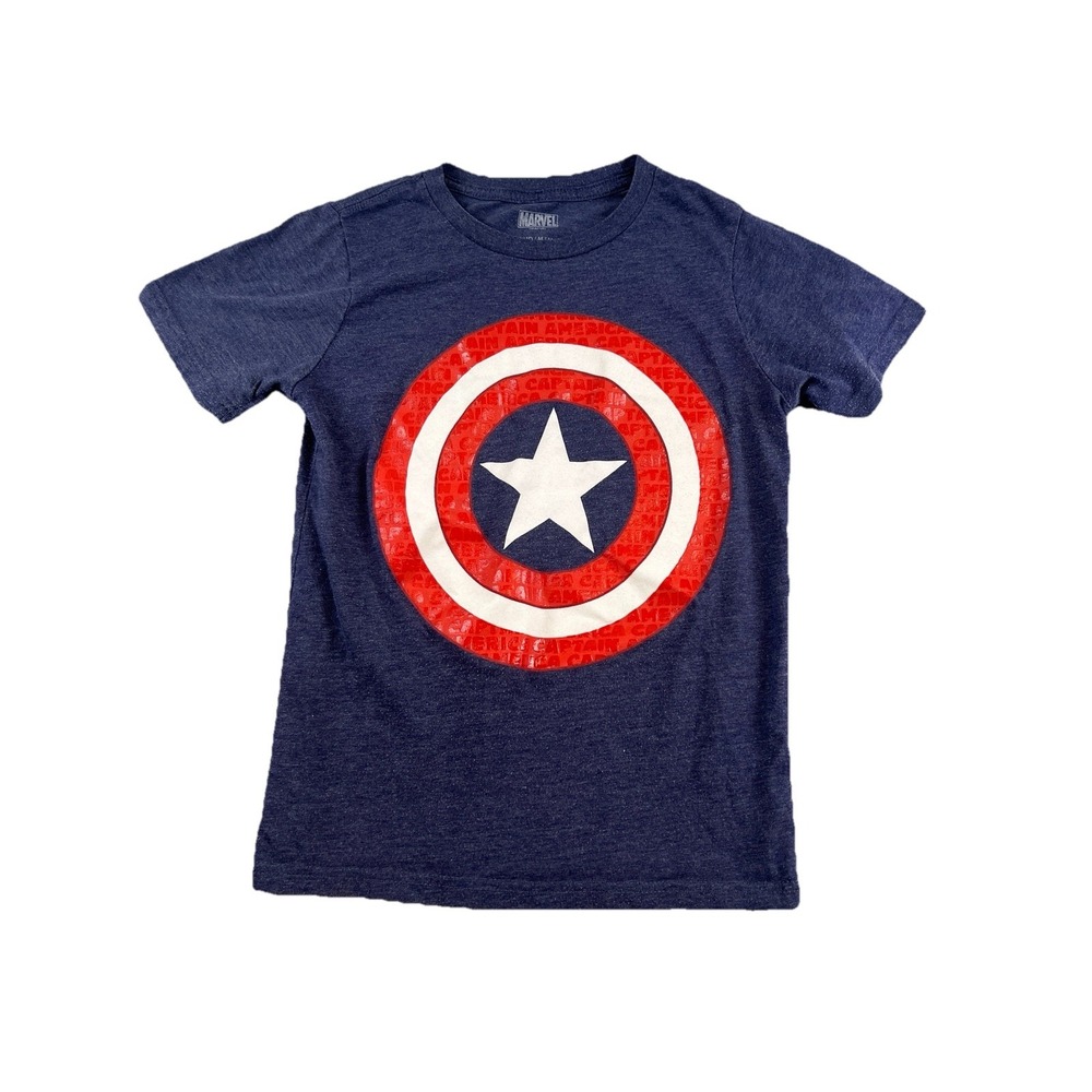 Marvel Captain America Crew Neck Short Sleeve T-Shirt‎ Youth Boys Size MD M Blue